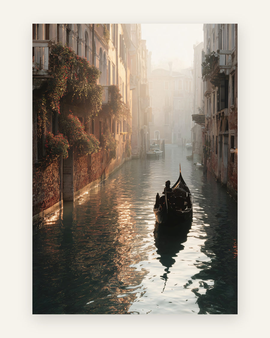 Plakat med morgentåge over venedig