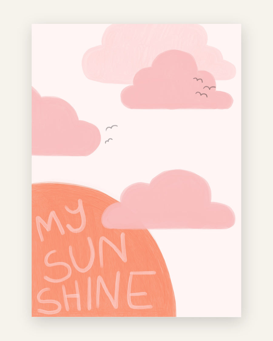 Børneplakat med my sunshine i orange toner til pigeværelset
