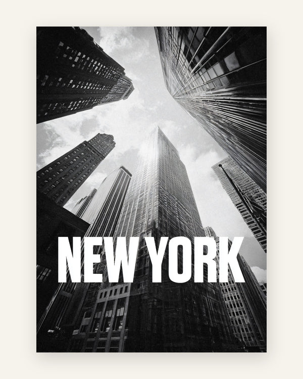 Plakat med new york skyskrabere i sort-hvid