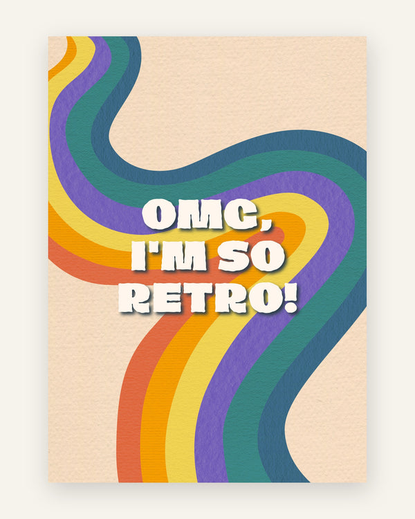 Børneplakat med omg retro regnbue i friske farver til børneværelset