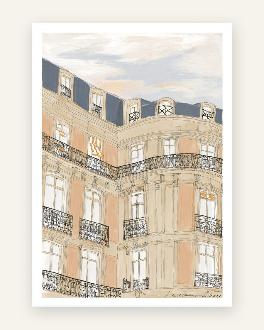 Plakat med pariserlejlighed i i beige