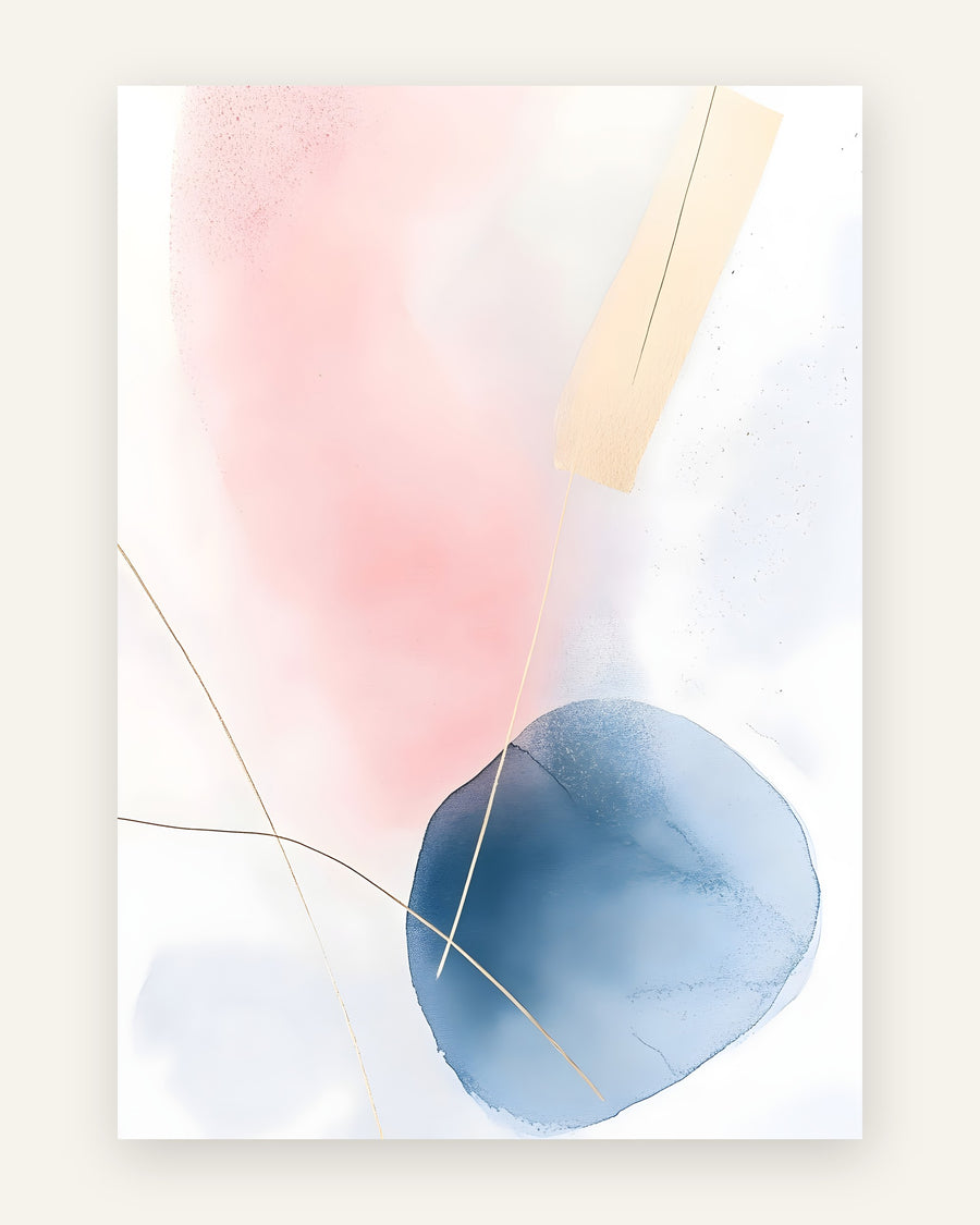 Børneplakat med pastel abstrakt rosa blå til børneværelset