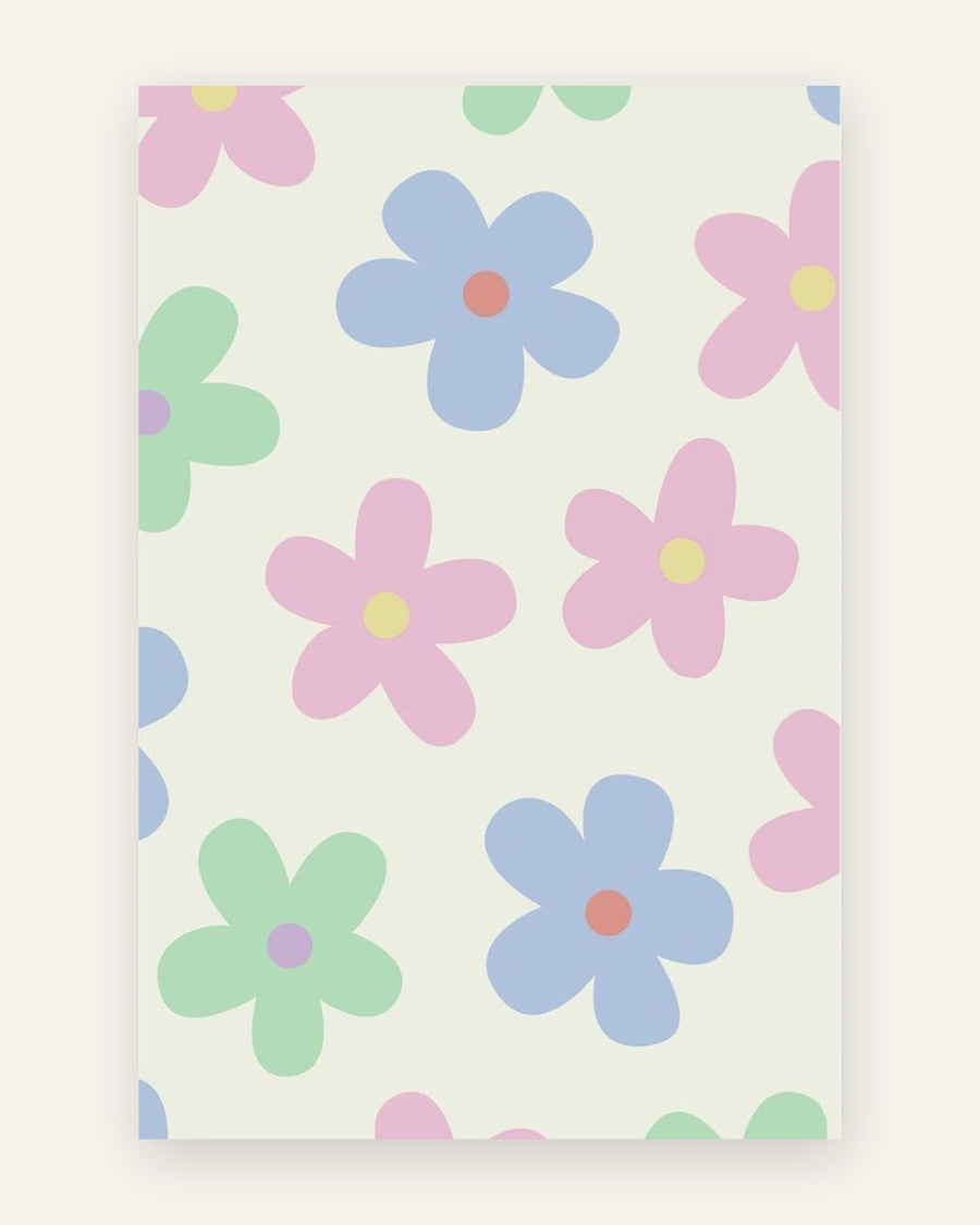 Børneplakat med pastel blomstermønster i bløde pasteller til pigeværelset