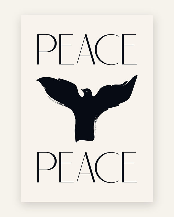 Børneplakat med peace due i sort-hvid til børneværelset
