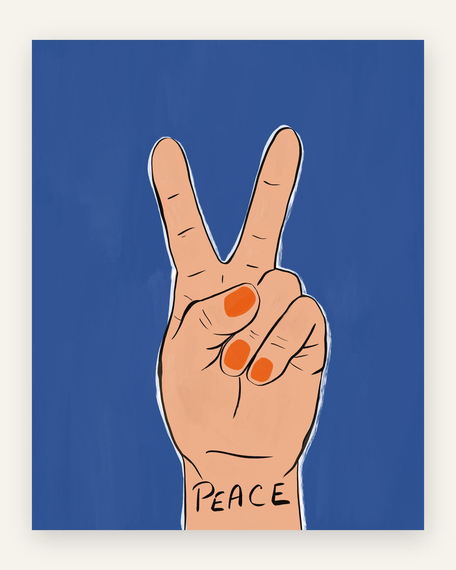 Børneplakat med peace håndtegn til børneværelset