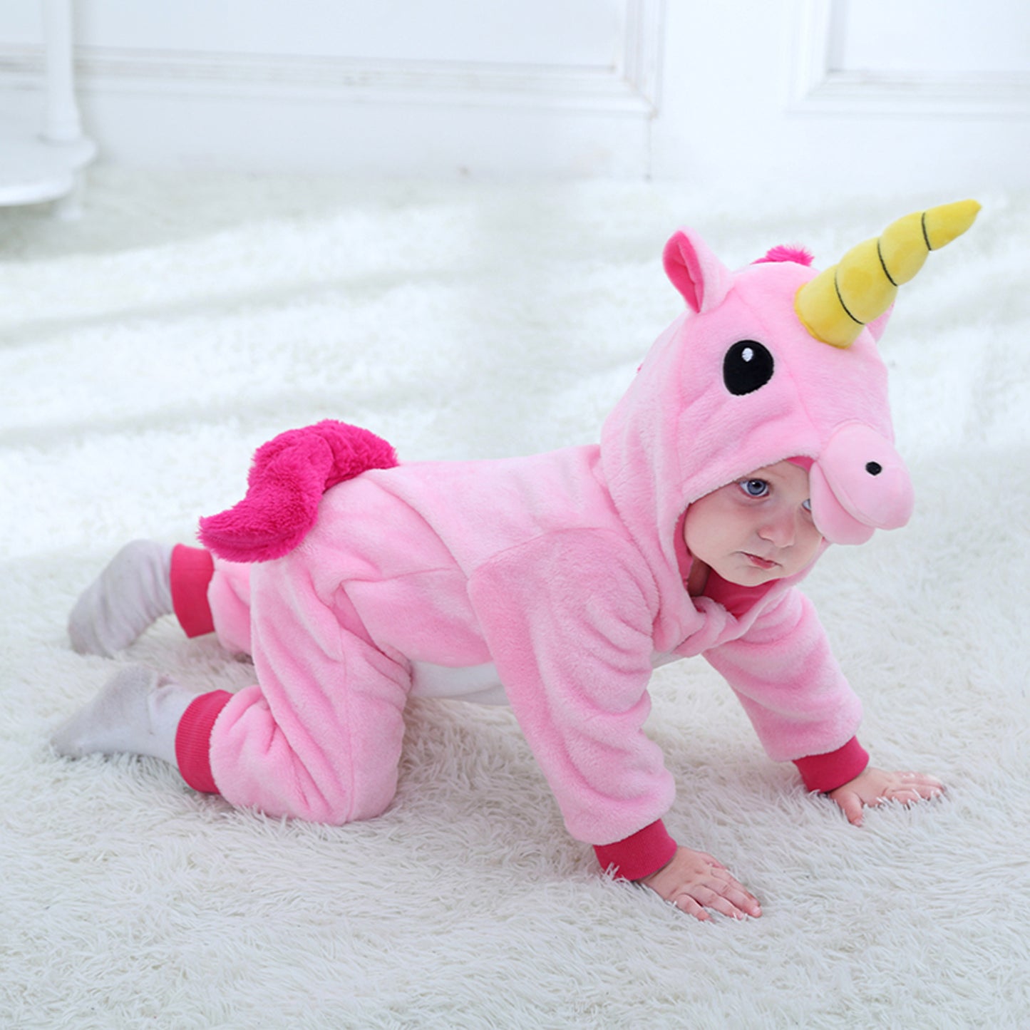 Lyserød Enhjørning Kostume til Børn 0-6 år