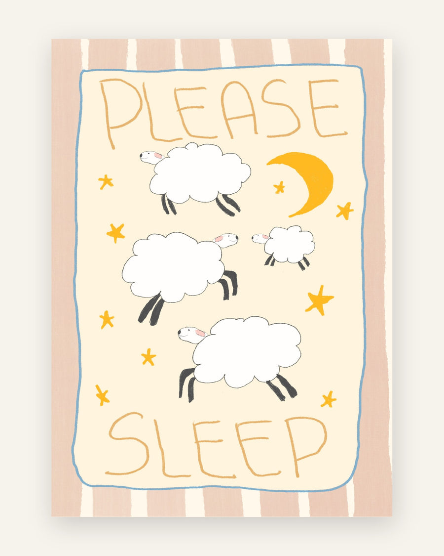 Børneplakat med please sleep får til børneværelset