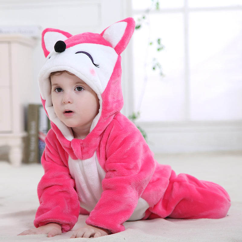 Lyserød Ræv Kostume til Børn 0-6 år