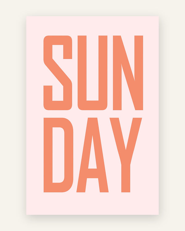 Børneplakat med sunday i orange toner til børneværelset