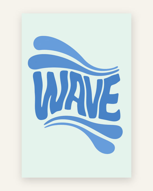 Børneplakat med wave i blå toner til børneværelset