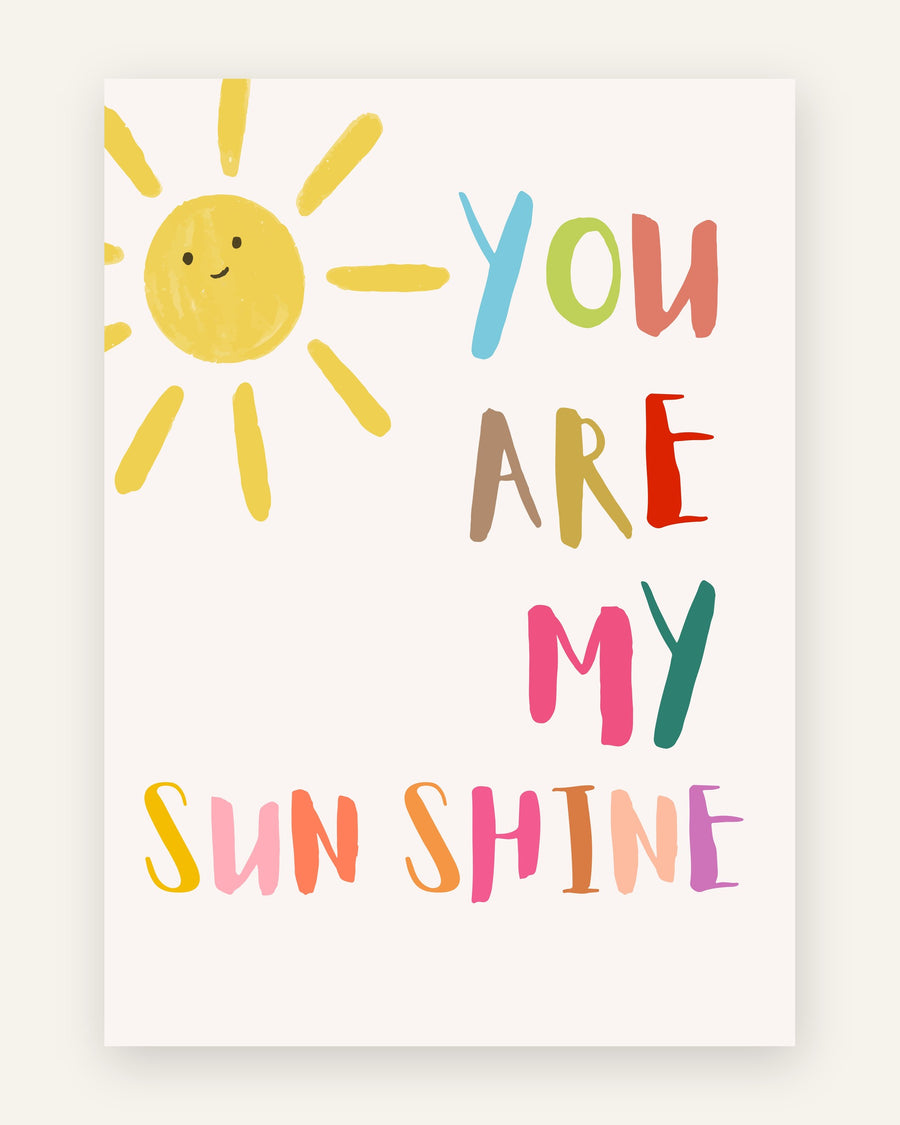 Børneplakat med you are my sunshine no.2 i friske farver til børneværelset
