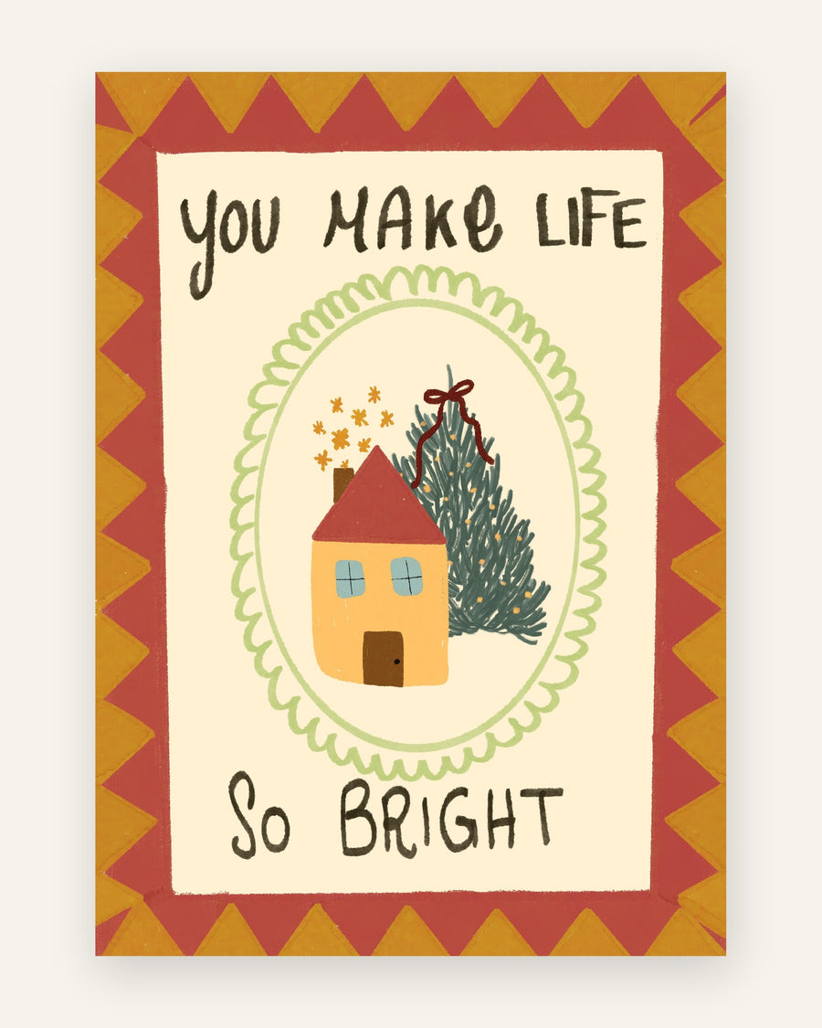 Børneplakat med you make life so bright i orange toner til børneværelset
