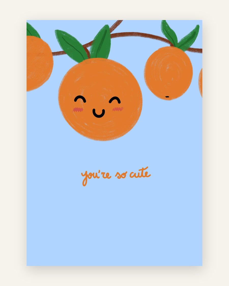 Børneplakat med you're so cute appelsiner i orange toner til børneværelset